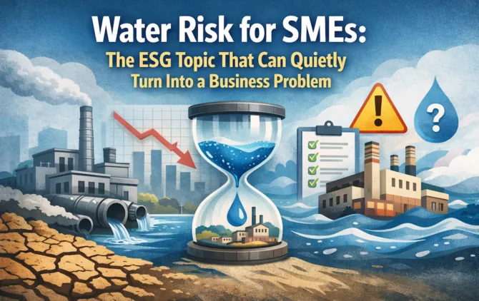 Illustration representing water risk for small and medium businesses